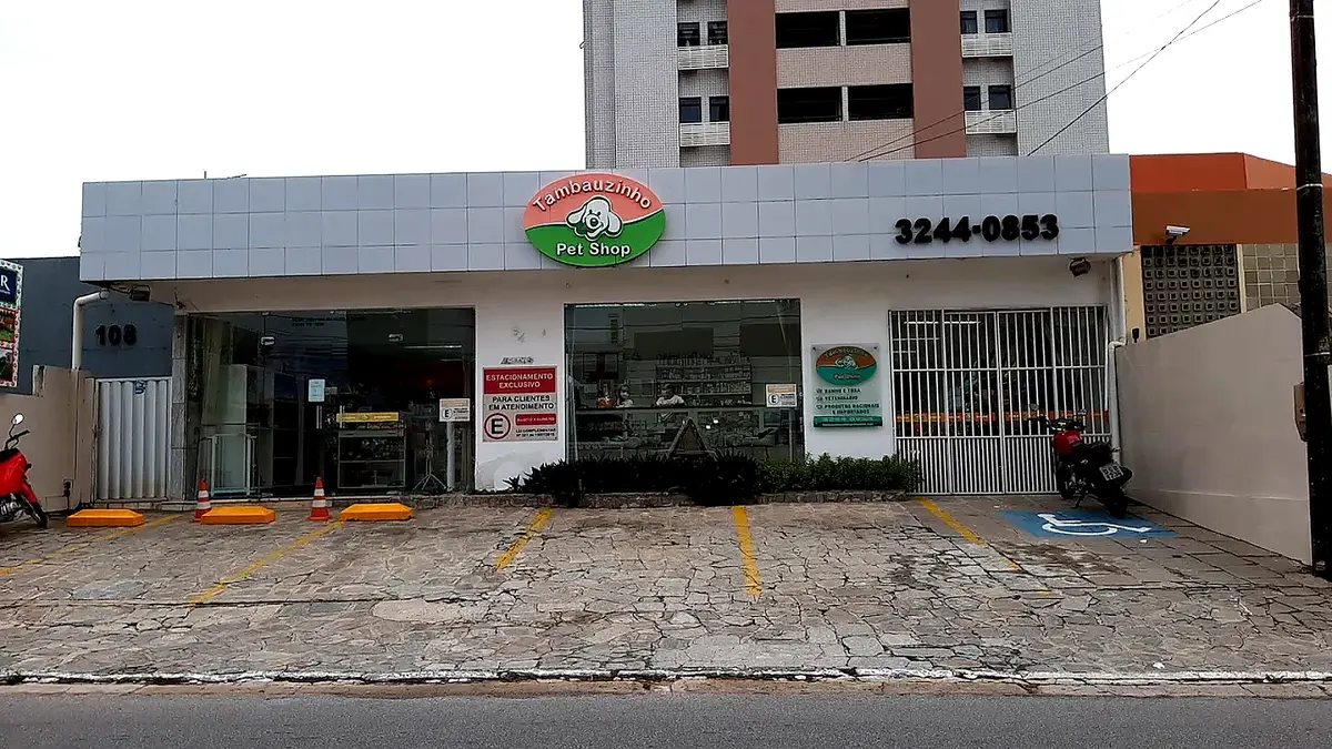 Fachada do Tambauzinho Pet Shop, em João Pessoa